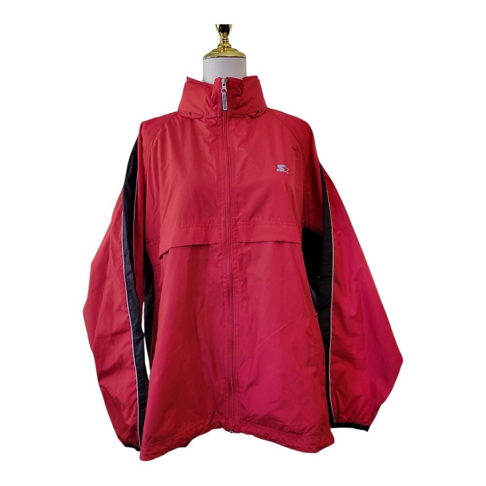 Starter‎ Full Zip Red Windbreaker Jacket Large  Retro Track Style  NWT